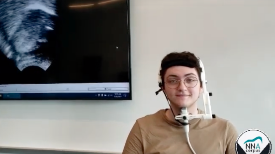 Bren Yaghmour wears special ultrasound machine to track the tongue's movements