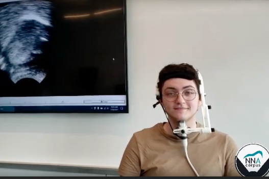 Bren Yaghmour wears special ultrasound machine to track the tongue's movements